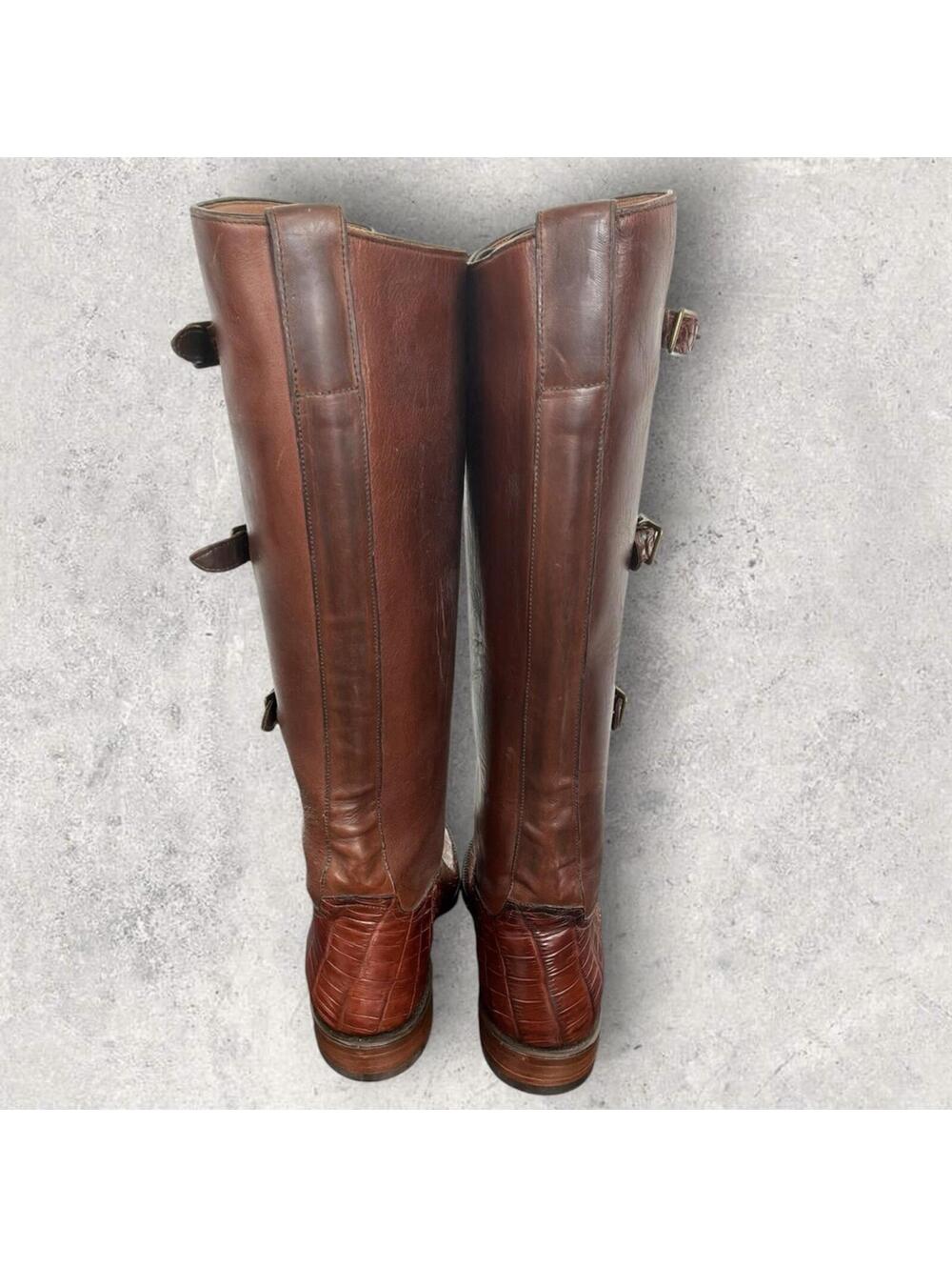 LUCCHESE CLARK POLO RIDING BOOTS WITH NILE CROCODILE BELLY GY4900 SZ 8.5 $3199 - Picture 4 of 10